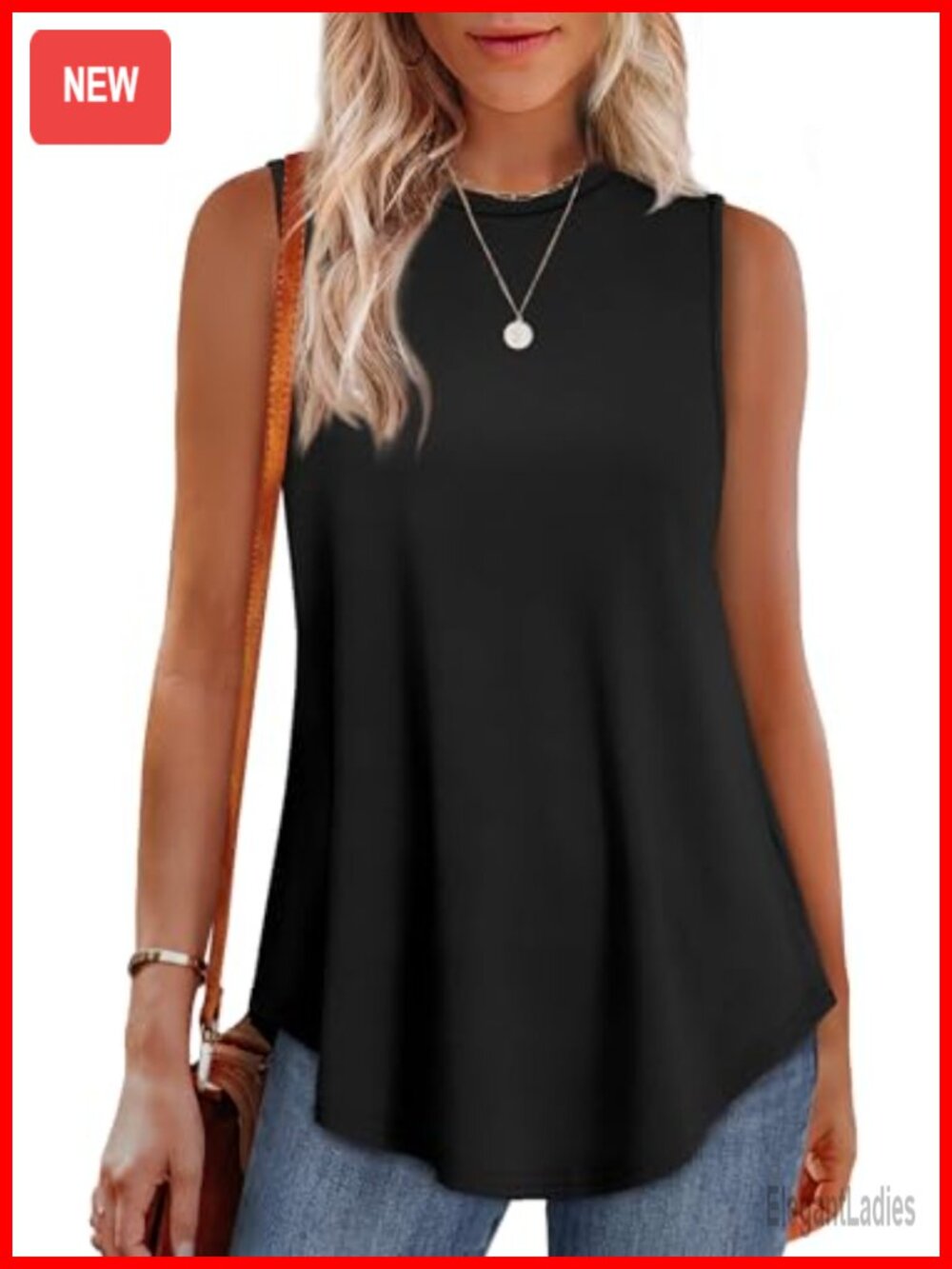 OFEEFAN Women's High Neck Tank Top Loose Fit Tunic Sleeveless Shirt
